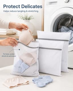 SnelShoppen - Waszakken 3 Stuks, Wasmachine Covers met Rits 30 x 40 cm, Delicate Waszakken voor Sokken, Bh's, Mesh Pockets, Anti-Pilling en Anti-Defor — thumbnail 3