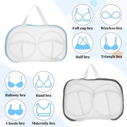 Waszakken voor beha's en ondergoed - 2 stuks, net voor de wasmachine, 30 x 15 cm, ideaal voor delicate kleding en wasbescherming, grijs en blauw — thumbnail 5