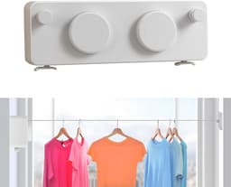 waslijn Heavy Duty Kleding Drogen Waslijn Wandmontage Gemakkelijk Opknoping Kleding Drogen Waslijn Intrekken Hangend Slot om doorzakken te voorkomen — thumbnail 1