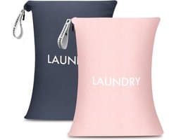 2 Pack Waszakken voor Vuil Wasgoed, Reiswaszakken van Wasbaar Nylon voor Zwemkleding en Sportoutfits
