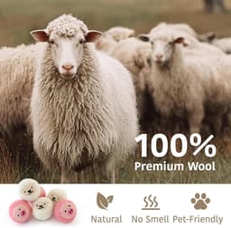 SnelShoppen - Wool Dry Balls - 6 Stuks, 100% Natuurlijk Wol, Snellere Droogtijd, Schattig Dierontwerp, Maakt Was Zacht, Opbergdoos Inclusief, Wit — thumbnail 5