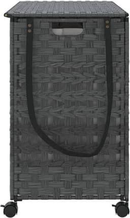 Wasmand – Wassorteerder – Wasbox – Opvouwbare Wasmand – Waszak – Met Wielen – Handgeweven Rattan – 66 x 35 x 60 cm — thumbnail 3