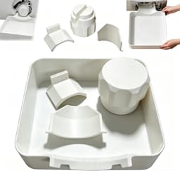 4 stuks - Afvoerbak voor wasmachine - Universeel type - 3D-geprinte waterdichte bak - Wateropvang en - Afvoer - Lekbak van de wasmachine - Eenvoudig te installeren - Geschikt voor kelders, appartementen, stacaravans, garages en huurwoninge — thumbnail 1
