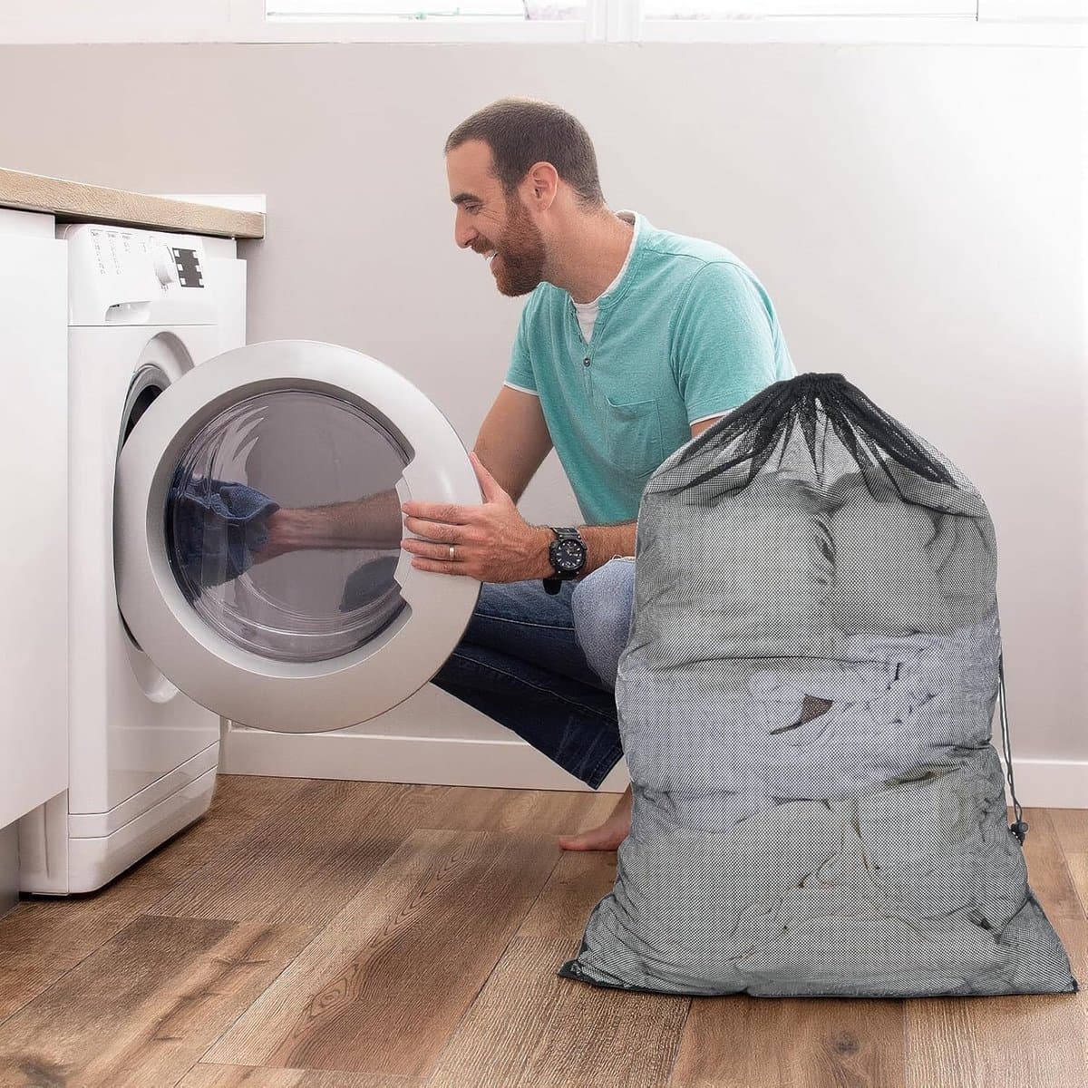 Grote Waszakken - Polyester - Ademend Mesh Ontwerp - Duurzaam en Herbruikbaar - Voor Kleding en Reis — afbeelding 1
