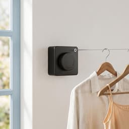 Uittrekbare Waslijn - Zwart - 4,2 m Roestvrijstalen Touw - Antidoorhang Mechanisme - Voor Balkon en Badkamer — thumbnail 3