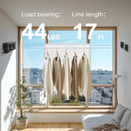 Uittrekbare Waslijn - Dubbele Lijn - Kleding Drogen - Roestvrij Staal - 2 x 5.1m - Grijs — thumbnail 2