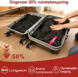 SnelShoppen - Zwarte waszak voor reizen, compressiezak 70D nylon, TPU waterdicht, herbruikbare vacuümzak voor kleding, M - ideaal voor camping, zwemme — thumbnail 3