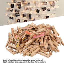 Mini Houten Wasknijpers - Kleine Knijpers Bloem - Decoratie en Ophangen - Uniek Bloemmotief - 100 stuks - Houtkleur — thumbnail 3