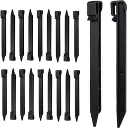 SnelShoppen - Pack van 20 Stevige Plastic Grondankers 25 cm - Voor Tuin, Grasrand, Waterdichte Hoses, Anthraciet - Ideaal voor Zachte Bodems — thumbnail 1