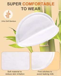 SnelShoppen - 10 Pack Organische Bamboe Borstvoedingskussens, Herbruikbare Borstvoedingspads, Wasbare Melk Pads, Inclusief Waszak & Opbergtas, Comfort — thumbnail 3