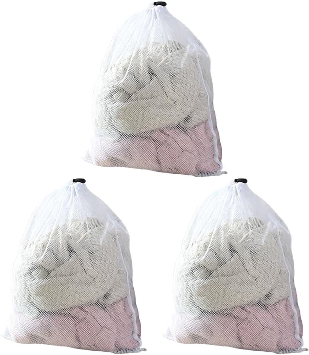SnelShoppen - 3 Stuks Wasnet - Fijne Mazen Waszak met Trekkoord - Voor Kleding, Ondergoed, Overhemden - Ideaal voor Wasmachine, Reizen, Appartement — afbeelding 1