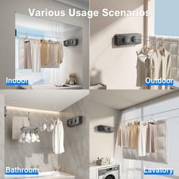 Fil Double Linge Extérieur Intraakbare Ondersteuning Wandschilderij, Uitbreidbare Koord A Linge Intraakbare Interieur Etendoir Linge Exterieur Etendoir Mural Exterieur Sechoir Mural Interieur 4.2m (Zwart) — thumbnail 2