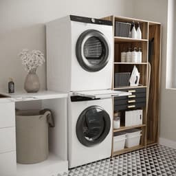 Wasdroger Spacer - Wasstapelaar Tussenstuk - Ruimte Besparen - Uittrekbare Droogrek - 60 cm Breed - Wit — thumbnail 3