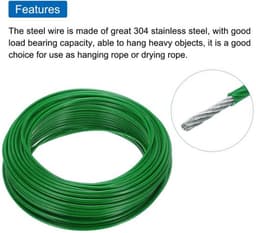 - Kabel - 30 m - Voor het ophangen van lampen en decoraties - Groen - Geschikt voor tuin en feesten - Inclusief 10 aluminium sleeves — thumbnail 3
