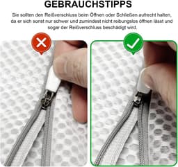 REDOM Waszakken 3 Stuks 60 x 50 cm – Bescherming tijdens het wassen – Honingraat Mesh met Ritssluiting – Voor wasmachine en kleding – Polyester – Wit — thumbnail 3