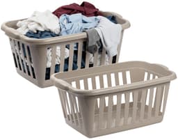 Storage Solutions Wasmand van 40 liter - 2x - 60 x 40 x 26 cm - - taupe - kunststof - wasgoed manden - huishouden — thumbnail 1