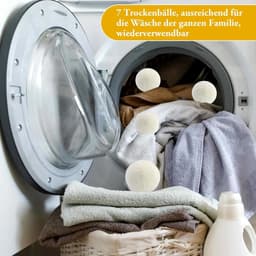 7 drogerballen voor wasdroger, 5 cm, drogerbal voor wasmachine, drogerballen van wol, natuurlijke wasverzachter, wasballen voor droger, zachte was (wit) — thumbnail 2