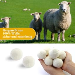 7 drogerballen voor wasdroger, 5 cm, drogerbal voor wasmachine, drogerballen van wol, natuurlijke wasverzachter, wasballen voor droger, zachte was (wit) — thumbnail 3