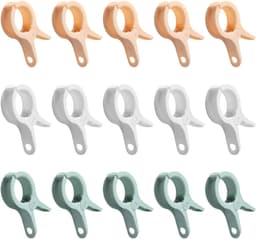 15 stuks- wasknijpers-wasknijpers kunststof -wasknijpers groot-wasknijpers plastic -Droogrek Knijpers -Knijpers-Binnen en Buiten-Strandlaken Knijpers - Badlaken Clips -Voor Handdoeken, Hoed, Jurken,Badhanddoek-Winddicht-Anti Slip-Drie kleuren — thumbnail 1