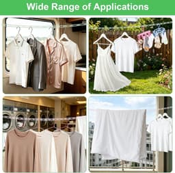 Waslijn, 2 stuks, 8 m, waslijn voor buiten, winddicht, antislip, met haken, draagbaar, nylon, dubbele waslijn, reizen, camping, outdoor — thumbnail 2