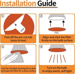 kleurfolie voor ledlampen, zelfklevend, warmwit, zelfklevend, kleurfolie, kleurfolie gel Ø 4 cm, lichteffectfolie, 3 warmwitte filters, lichtcorrectie voor woonkamer, 9 stuks — thumbnail 5
