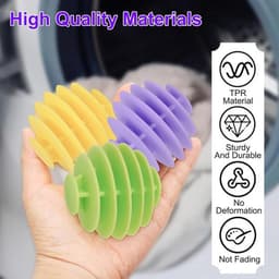 6 stuks - Wasballen voor wasmachine - anti-klit drogerballen - voor wasmachines - 5.6×5.5cm - groen+geel+paars — thumbnail 4