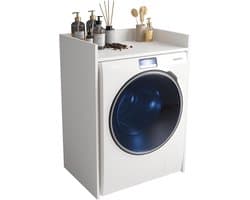 Wasmachine Kast - Ombouw Meubel - Badkamer Organisatie - Geluiddempend Ontwerp - 66x97x62 cm - Mat Wit