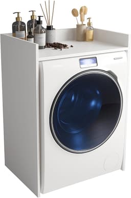 Wasmachine Kast - Ombouw Meubel - Badkamer Organisatie - Geluiddempend Ontwerp - 66x97x62 cm - Mat Wit — thumbnail 1