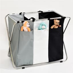 CRLYN® Wasmand 3 Vakken - Wassorteerder - Wasmand - Meerkleurig — thumbnail 3