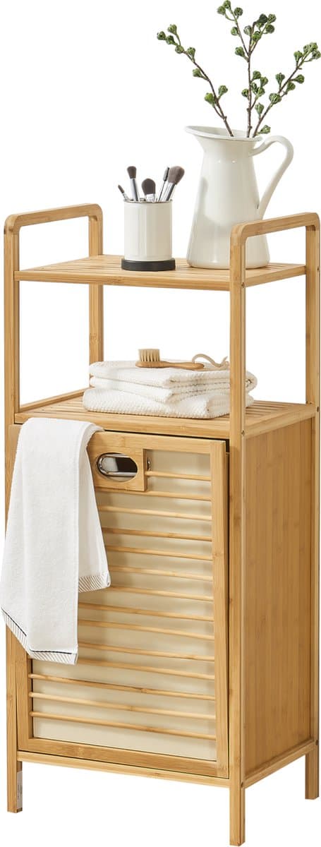 Bamboe wasmand Rendalen met plank 40x30x95 cm — afbeelding 1