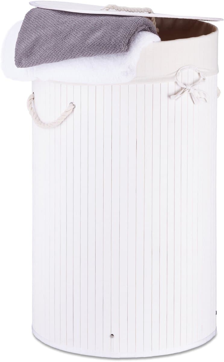 Bamboe wasmand - ruimtebesparend - 1 stuk - wit — afbeelding 1