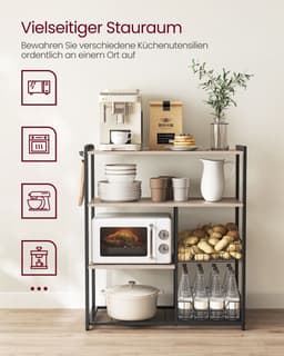 Küchenregal mit 2 Metallkörben greige-schwarz — thumbnail 2