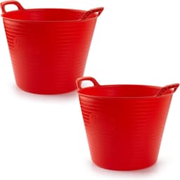 Plasticforte Flexibele emmer/kuip - 2x stuks - rood - 42 liter - ECO kunststof - rond - 38 x 45 cm — thumbnail 1
