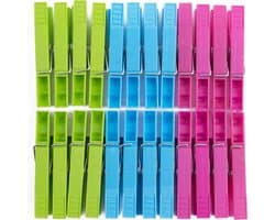 Wasknijpers - kunststof - 144x stuks - kleuren mix - 8 cm - was ophangen - knijper