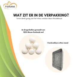 Tsirani drogerballen 6x - Wasbol - Droogballen - Wasdrogerballen Merinowol - Wasballen droogtrommel — thumbnail 5
