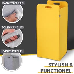 HENNEZ Wasmand | Grote waszak | Ruimtebesparend en stijlvol design | Praktische Opvouwbare Wasmand voor Vuile Was | 80 Liter Wasmand | Vilt - Geel — thumbnail 3