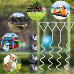Grondankers set voor trampoline schommel paviljoen partytent - 4 grondankers + 4 verstelbare riemen + 1 draaihulp — thumbnail 4