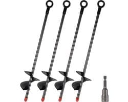 Grondanker 4 stuks met spiraalboor 15 inch - Voor trampoline, schommels, tenten en meer