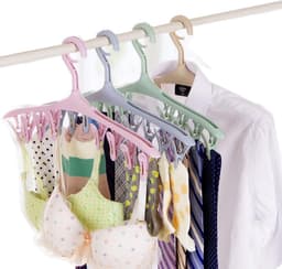 Sokkendroger - 4 stuks 8 Knijpers - Blauw groen paars geel- Sokken Hanger - Sokken Droger - Beha's - bh's - Ondergoed - Wasrek Sokken - Wasrek - Droogrek - Klein Wasrekje - Washanger - Sokkendroogrek - Kleerhanger voor Sokken - Windbestendig — thumbnail 4