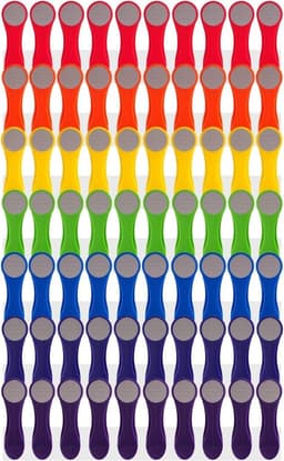 Regenboog wasknijpers - 70 stuks - kleurrijk - roestvrijstalen veren - softgrip - licht grijs - milieuvriendelijke verpakking — thumbnail 4