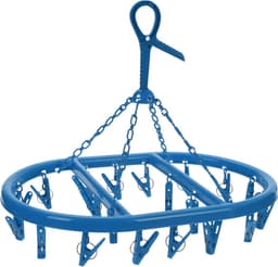 Droogcarrousel/droogmolen blauw met 20 knijpers 33 x 50 cm - Droogrek/Droogmolen/Wasrekje — thumbnail 1