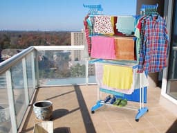 Playos® - Droogtoren - Blauw / Wit - Inklapbaar - met Wielen - tot 40 Kilo - 17 meter Drooglengte - Droogrek - Droogmolen - Wasmolen — thumbnail 5