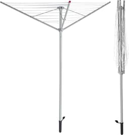 Outdoor kledingluchter - stalen droogrek voor de tuin, 30 m droogruimte, inclusief grondpin, 15 kg draagvermogen, opvouwbaar voor eenvoudige opslag, grijs — thumbnail 1