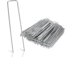 Grondankers 250 Stuks - 15x2.5cm - Roestwerend grondanker gegalvaniseerd staal - Ø2.8mm - Onkruidvlies - voor het bevestigen van worteldoek, tuinvlies, schutting, kunstgras, folies - stabiel U-vormig grondanker — afbeelding 1