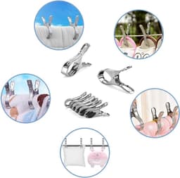 20 stuks roestvrijstalen strandhanddoekclips, grote windbestendige wasknijpers, voor dagelijkse was, strandhanddoek, badhanddoek, beddengoed en dikke kleding (12 cm) — thumbnail 5