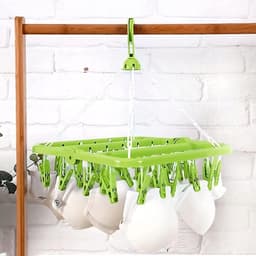 Sokkendroger - 32 Knijpers - Sokken Hanger - Sokken Droger - Beha's - bh's - Ondergoed - Wasrek Sokken - Wasrek - Droogrek - Klein Wasrekje - Carrousel - Droogcarrousel - Washanger - Sokkendroogrek - Kleerhanger voor Sokken - Windbestendig — thumbnail 5