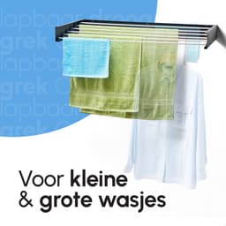Bodo® Droogrek Inklapbaar - Wanddroogrek - 100 cm - Inclusief Boormal - Vernieuwd 2025 Model - Wasrek Hangend - Uitklapbaar - Muur - Ophangbaar - 6m Drooglengte - Mat Zwart — thumbnail 4