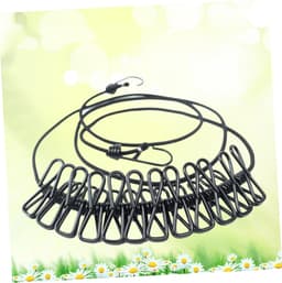 Waslijn Met Clips - Reis Waslijn - Drogen Kleding - Elastisch En Draagbaar - 190 cm - Zwart — thumbnail 3