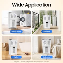 Wasmand met wielen - Sorteren opbergen - Kleding organiseren - Drie uittrekbare manden - 44 x 31 x 74 cm — thumbnail 3