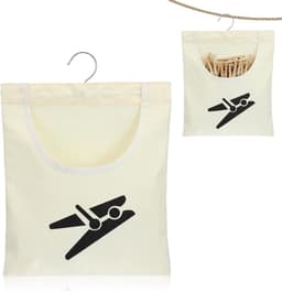 Wasknijperzak - Knijpermand - Was ophangen - Draaibare haak - 355 x 26 cm - Beige — thumbnail 1